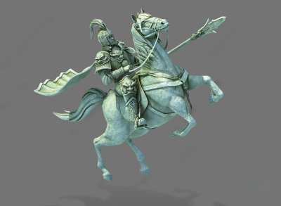 现代古代三国将军雕塑装置3D模型下载
